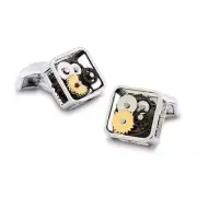 Steampunk Gears Square Rhodium Cufflinks