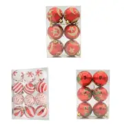 6pcs Christmas Balls Moon Star Leaf Xmas Tree Decorative Ornaments Hanging Red
