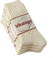 [DAUCO] 4 Pairs Natural 98% Cotton Socks for Women & Men Crew Socks Seamless Cozy Fall Socks Breathable Unisex Slouchy Socks