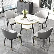 Snaweo Office Reception Room Club Table and Chair Set, Small Conference Room Negotiation Table Sets, Kitchen Dining Table Set for 4, for Office Shops Meetings Small Round Tables(Dark Gray+Gray)