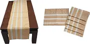 Dekor World 1 Piece Cotton Plaza Circular Lurex Collection Table Runner (Yellow, 33x240 cm or 13x94 Inches or 8 Seater Table)-for Dining & Center Table