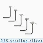 10 Pack Wholesale 22G .925 Sterling Silver L-Shaped Prong Set CZ Nose Stud Ring