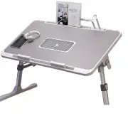 NNEOBA Foldable Laptop Desk with Adjustable Height and Radiator - Grey