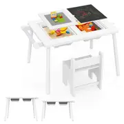 Costway Activity Table Sensory Table Chair Set w/Foldable Bins for Sand/Water & Paper Roll for Play Study