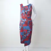 REISS Diona Feather Print Dress NWT rrp $510 Size 6 US 2 Sleeveless Sheath Midi