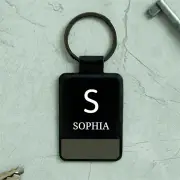 Personalised Initial and Name Black Key Ring