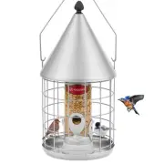 Squirrel Proof Caged Bird Feeder for Outdoor Hanging - Extra Storage Wild Bir...