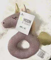 BABY RATTLE Moon & Stars Sleeping Unicorn Pegasus Ages 0+ Infant Plush NWT