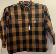 Carrhart Mens Shirt Jacket 4XL Relaxed Fit Flannel Sherpa Lined Long Sleeves NEW