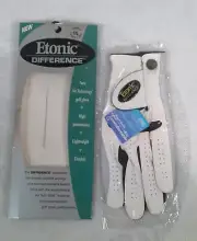 New Etonic Difference Men's White Leather Golf Glove ML Cad LEFT Hand