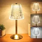 Crystal Diamond Table Desk Lamp LED Touch Dimming Bedside Nightstand Night Light
