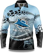 [Ashtabula] NRL 2021 Trax Off Road Camping Polo Tee Shirt - Cronulla Sharks - Adult