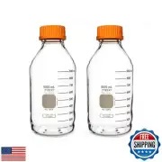 Pyrex Round Media Storage Bottle with GL45 Screw Cap - Borosilicate Glass Bot