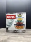 Pyrex Mixing Bowl 8 Piece Glass Set Multi-Colored Plastic Lids With Mixing Bowls
