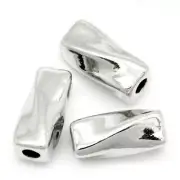 10 Silver Slider Spacer Beads - 9mm x 4mm - Silver Tube Bead for Leather Cord or