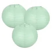 3Pcs Decorative Hanging Round Paper Lanterns 25cm/10", Light Blue