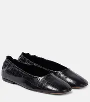 [Dries Van Noten] Dries Van Noten Croc-effect leather ballet flats AU 7.5 black