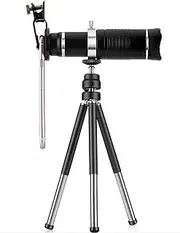Monocular Mobile Phone Lens, 20X Telephoto Telescope Head External Universal Clip Folding Tripod Carrying Case,Watch The Game, Concert, Travel
