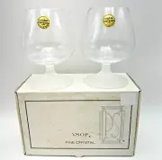 VTG Cristal Snifter Brandy Glasses Frosted Bottom VSOP D Arques France Set of 2