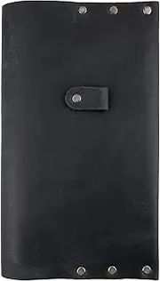 Hide & Drink, Leather Riveted Journal Cover Moleskine (5 x 8.25 in.) (Notebook NOT Included), Cahier Case, Sleeve, Vintage Style, Handmade (Charcoal Black)