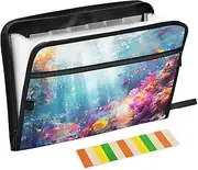 Vibrant Underwater Coral Document Organizer Folio A4 Letter Size Accordion Folders for Documents with Labels Document Organizer Portfolio