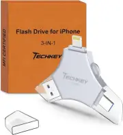 3in1 MFi Certified USB 3.0 Flash Drive 128GB for iPhone/iPad/Android/PC