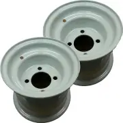 2) Golf Cart Go Kart Riding Lawn Mower RIM WHEEL 8x7 4/4 White Zero Offset P26