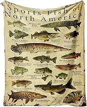 Iouyjiu Fish Multipurpose Nap Blanket, Multifunctional Funny Fish, Stylish Fishing Blanket, Cozy Sofa Blanket, Comfortable Bed Throw, Decorative Fish Blanket for Sofa, Bed, Travel