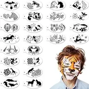 Chinco 24 Pieces Face Paint Stencils Face Body Tattoo Templates Painting Stencils for Kids Holiday Halloween Makeup Body Art Tattoos(Cool Style)