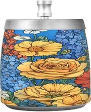 Stainless Steel Outdoor Ashtray with Lid for Home Garden Office Spring Cute Flowers Rustic Blue Smokeless Portable Smoking Ashtray with Cover for Cigarette Smokers