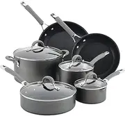 [Circulon] 84564 Elementum Hard Anodized Nonstick Cookware Set/Pots and Pans Set - 10 Piece, Gray