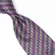 NWT Nordstrom Mens Silk Necktie Purple Blue Wave Woven Stripe Weave Tie Italy