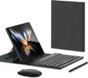 for Samsung Galaxy Z Fold 6 5 4 Keyboard and Mouse, Portable Carbon Fiber