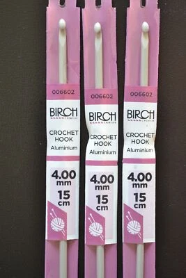 4mm BIRCH 15cm Aluminium Crochet Hook