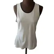 RAG & BONE Nora cutout stretch-jersey tank Marshmallow White Black Size L NWT