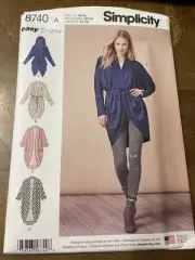 Simplicity Pattern 8740 Miss Cardigans w/Shaped Hem~Sleeve & Hood Opts Sz XS-XL