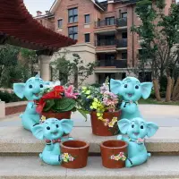 在飛比找樂天市場購物網優惠-花園庭院花盆擺件卡通大象裝飾創意松鼠動物雕塑戶外園林景觀小品