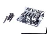 Cigar Box Guitar Parts: 3-string Chrome Hard-tail Adjustable Bridge