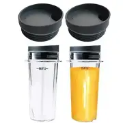 2*16 Oz. Large Mixing Cup w/ lid for Nutri Ninja Blender Replacement Accessories