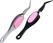 Tofficu 2pcs Stainless Steel Craft Tweezers with Grip Finger Handles Ergonomic Locking Design for Jewelry Making and DIY Crafts Precision Tweezers for Heat Embossing Projects