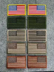 US Stars & Stripes Flag Patch Forward & Reverse, Coyote, Desert, Colour, Green