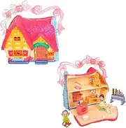DISNEY STORE Official Snow White Cottage Micro Play Set, Micro Toy Set Includes Snow White and Dopey Micro Figures, Travel Toy Portable Playset with Handle, Travel Toys with Surprise Reveals