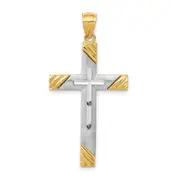 14k Two-tone Gold Two-tone Gold Diamond-cut Cross Pendant