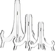 Clear Acrylic Easels or Stands/Plate Holders to Display Pictures or Other Items (3 Pieces, 4.5/7 /9.8 Inches)