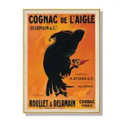 Wall Art 90cmx135cm Cognac de l Aigle Gold Frame Canvas