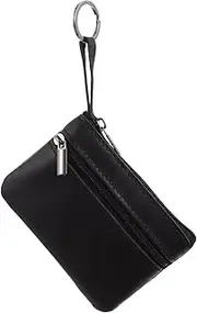 STOBOK Keychain Coin Purse Zip Wallet Small Change Holder Men's Leather Wallet