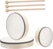 Kisangel 3pcs Handheld Tambourine Frame Drums for Percussion Music Education Cognitive Development for Beginners Easy to Play Design