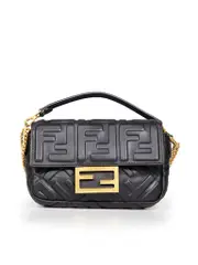 Black Nappa Leather Baguette Mini Bag