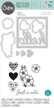 Sizzix Floral Hello Framelits Die Set with Stamps 14pc by Lisa Jones