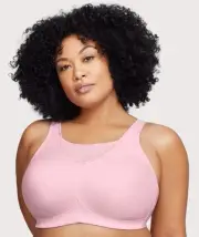 Glamorise No-Bounce Camisole Wire-Free Sports Bra - Parfait Pink (Size 28D)